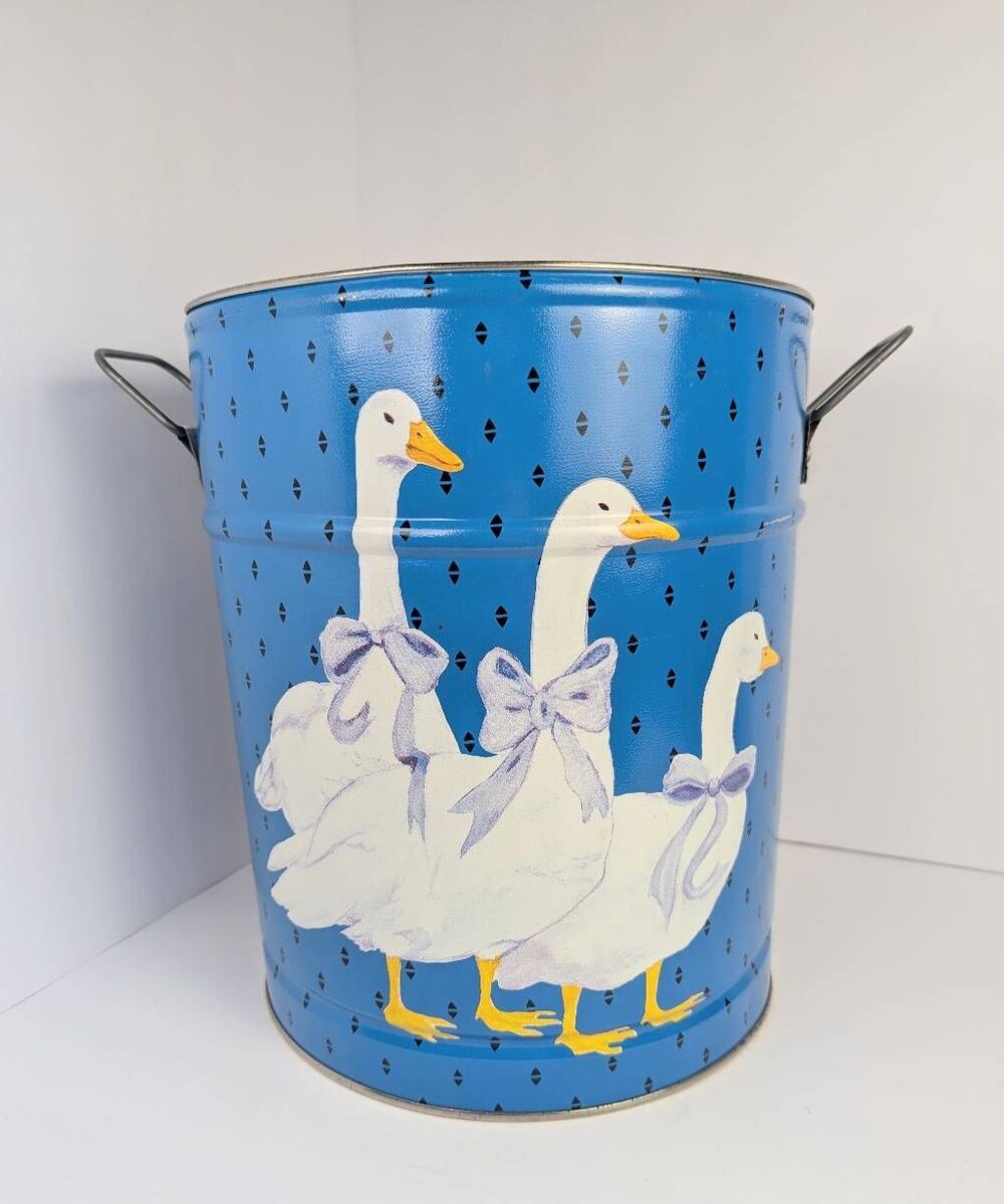 80s Blue Ribbon Goose Bertels wilkes barre canister wastebasket trash can metal - Picture 3 of 5